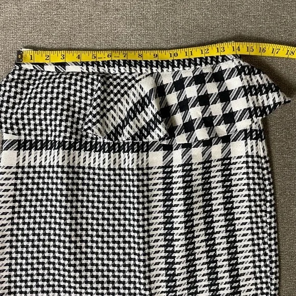 Zara Womens Skirt Black White Plaid Ruffled Pencil Houndstooth NWT - Picture 14 of 14